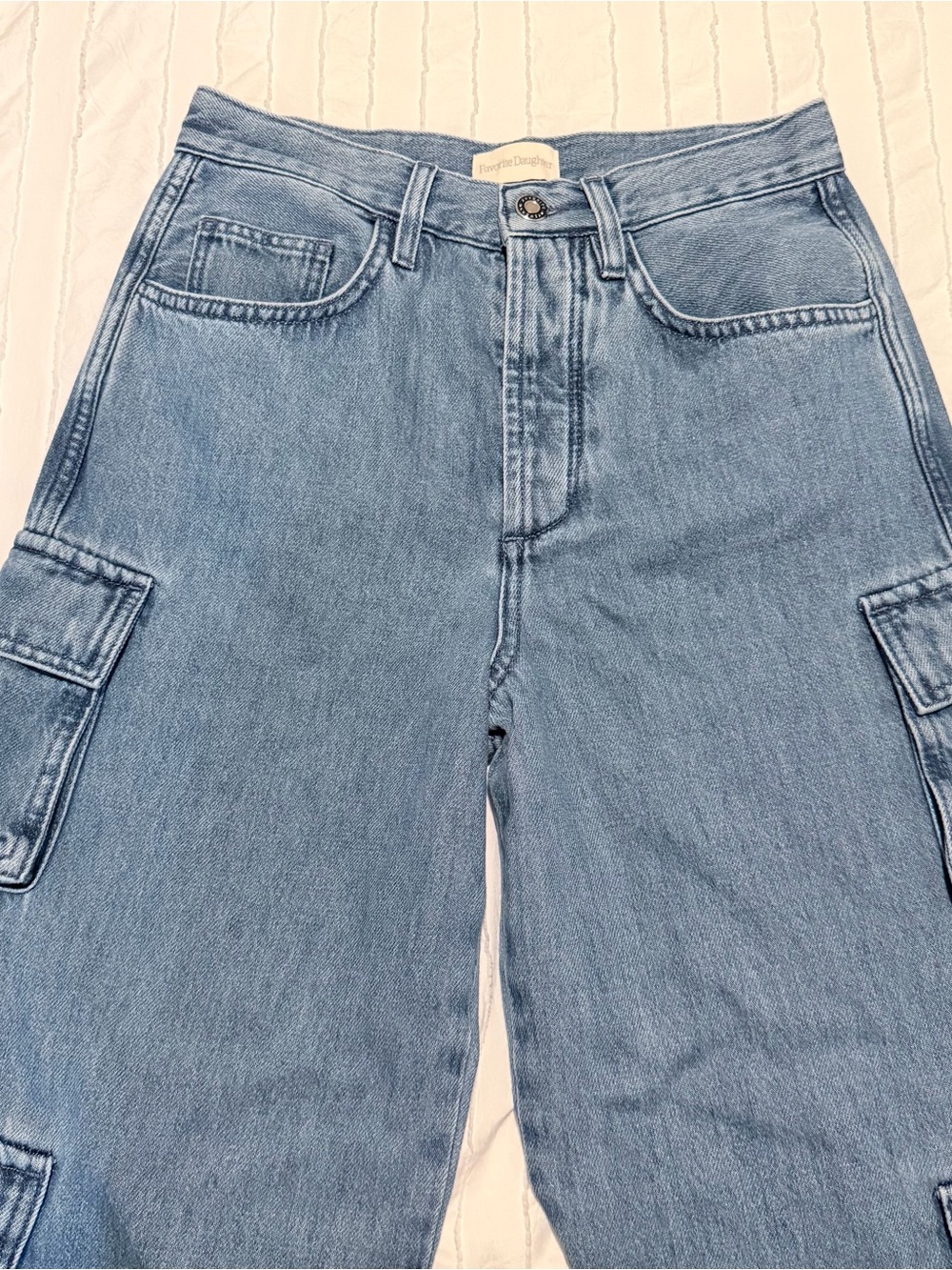 Favorite Daughter Carly Cargo Wide-Leg Jeans - Light Blue Denim - Picture 6 of 8